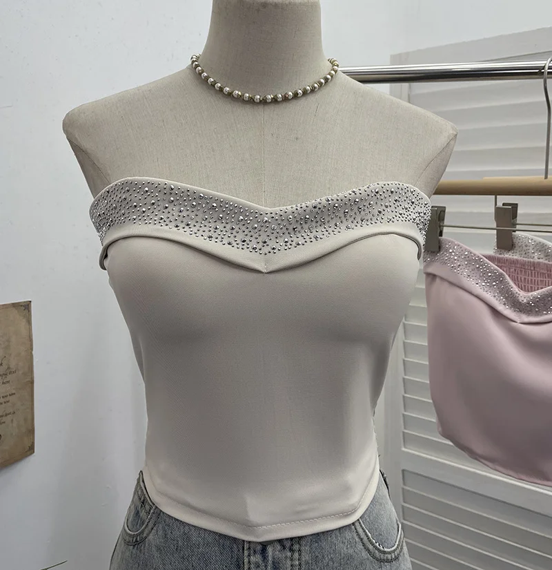 Uveng Design Sense Of Small Heavy Industry Drilled With Chest Pad Inside The Bottom Of The Coat Short Vest Woman 8029