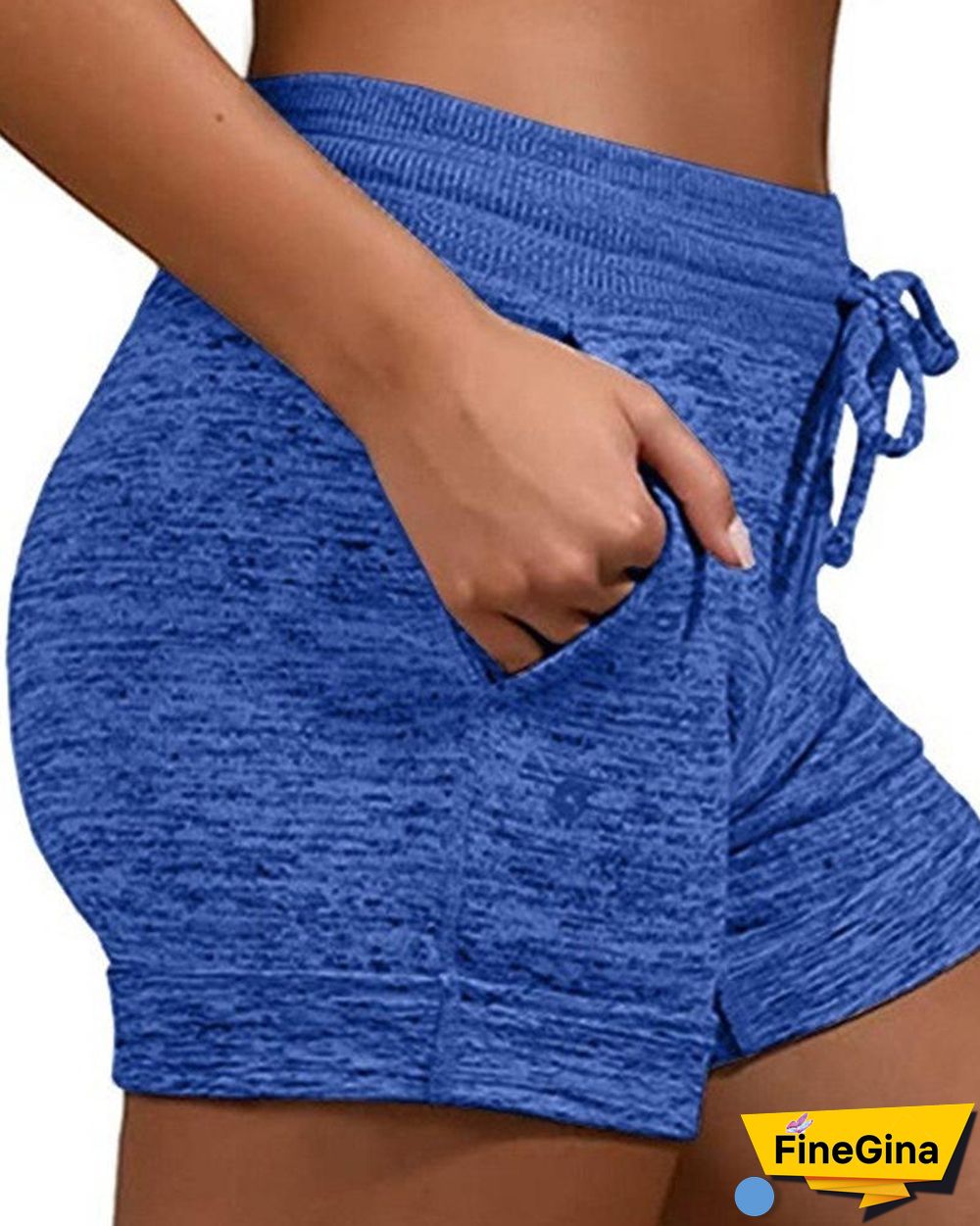 Plain Drawstring Basic Yoga Shorts