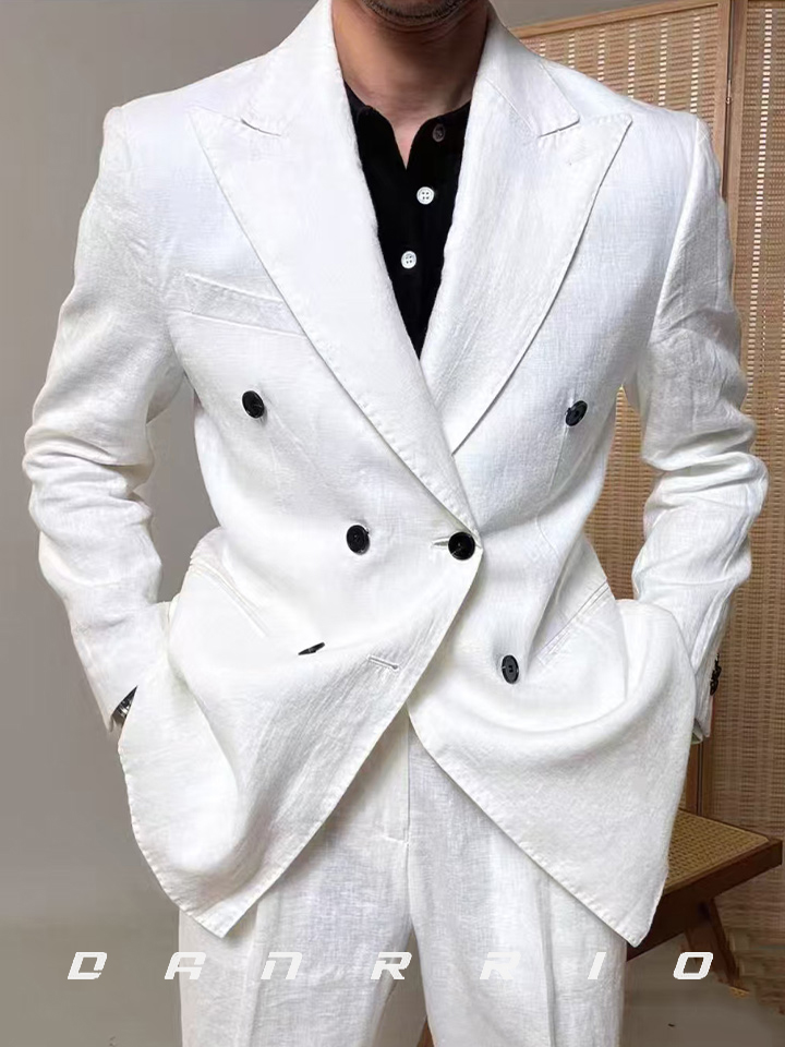 DANRRIO Italian Linen Men's Discounted Collar Casual Suit DANRRIO.COM DANRRIO