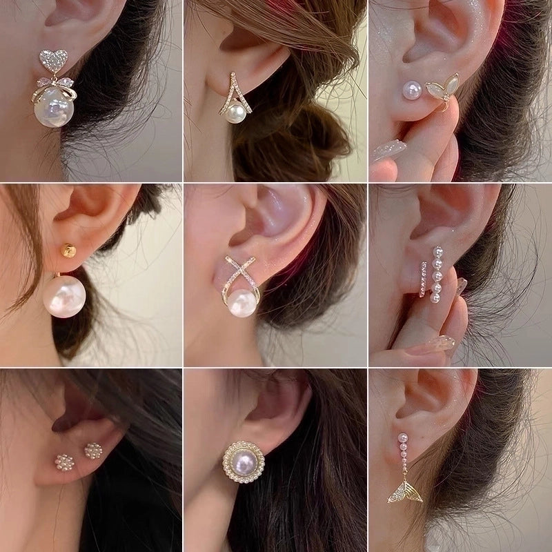 1 Pair Elegant Minimalist Streetwear Flower Bow Knot Plating Inlay Alloy Artificial Pearls Zircon Ear Studs