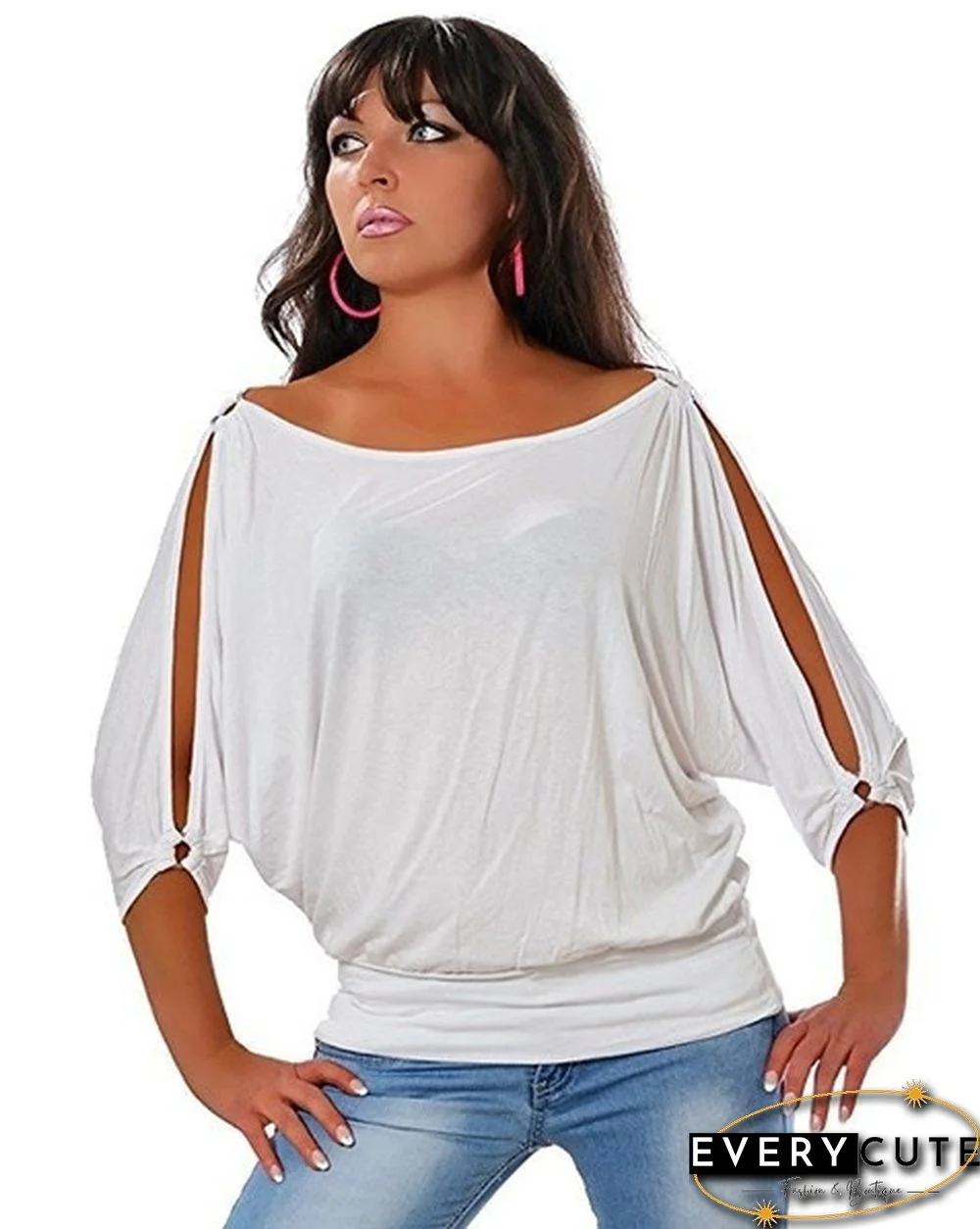 Casual Women's Cold Shoulder Short Sleeve Cotton T Shirt Blouse Fashion Tops
