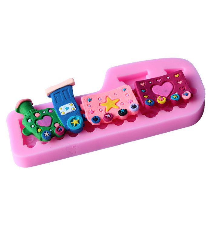 Lovely Train Kids' Birthday Cake Cupcake Fondant Chocolate Pastry Silicone Mould