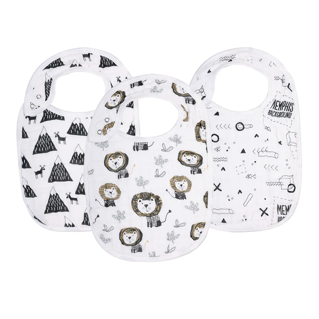 Egmao Baby Premium Organic Cotton Drool Bibs 3-Pack