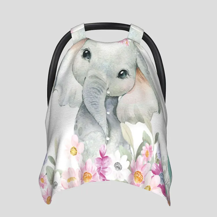 Personalized Baby Elephant Car Seat Canopy for Comfort & Unique| C37