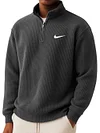Men's Loose Casual Waffle Stand Collar Half Zip Sweatshirt