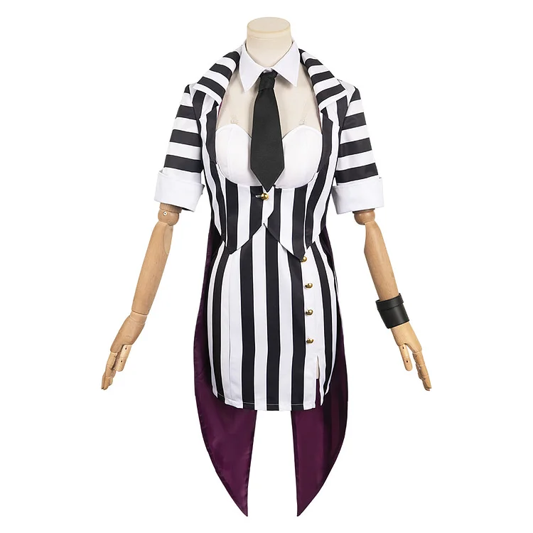 Beetlejuice 2 (2024) Beetlejuice Black Striped Tuxedo Horror Outfits Cosplay Costume Halloween Carnival Suit