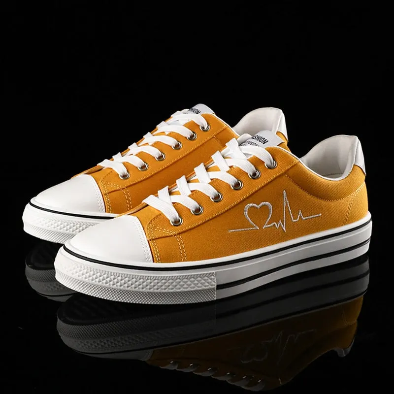 Women's Canvas Sneakers 2021 Unisex Sport Shoes Tennis Canvas Shoes Women Flats Casual Vulcanized Shoes Yellow basket Size 35-44