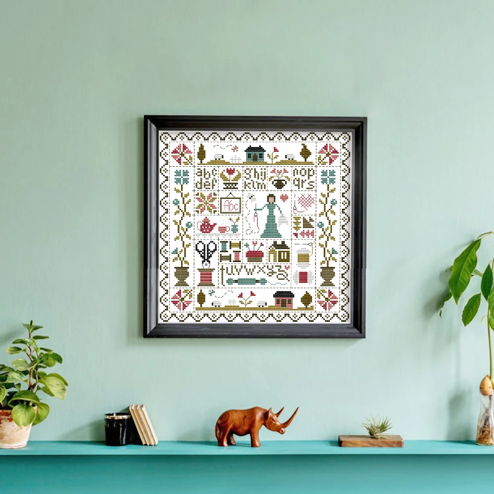 Sewing Cross Stitch Kit 28x28cm DIY 11CT Thread Art White Fabric Decor