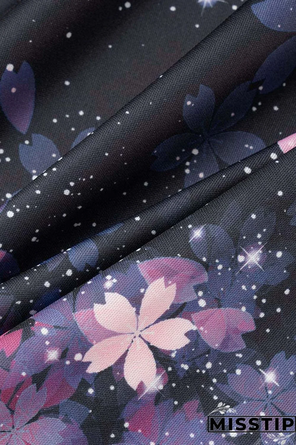 Black Pink Sweet Elegant Print Patchwork Asymmetrical Oblique Collar Dresses