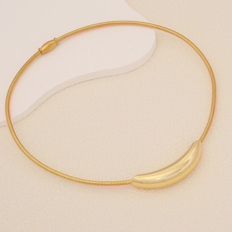Commute Solid Color Stainless Steel Plating 18K Gold Plated Choker