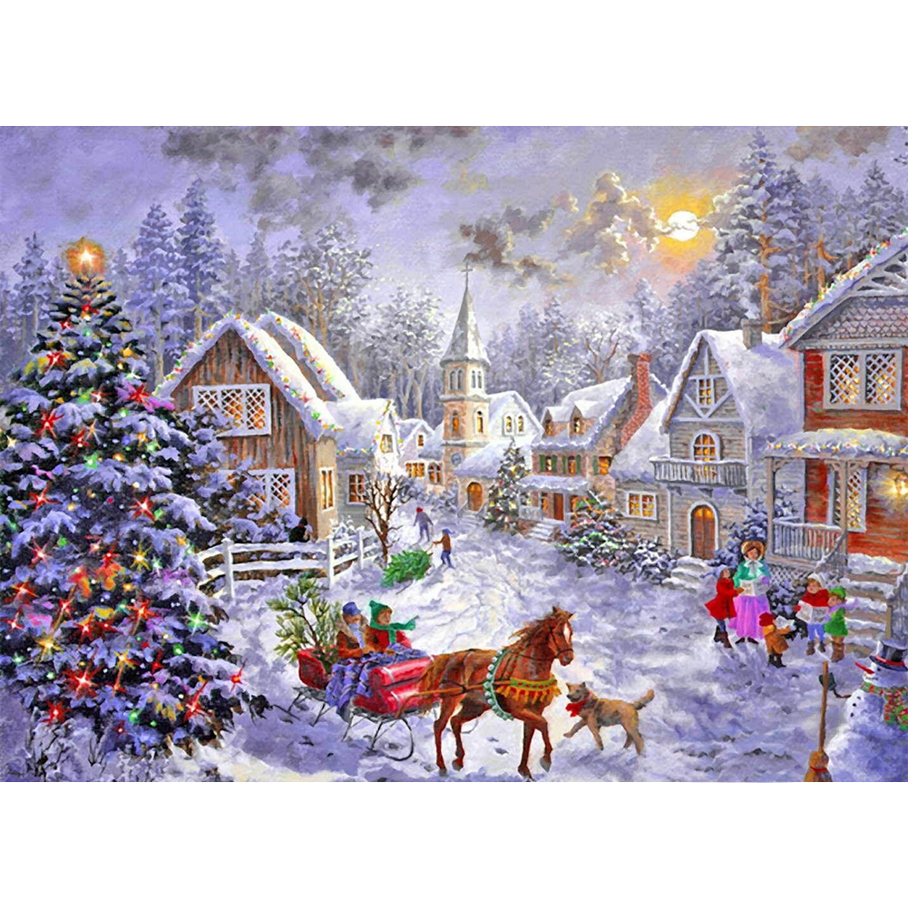 

40*30cm - Painting By Numbers - Christmas Snow Street, 501 Original