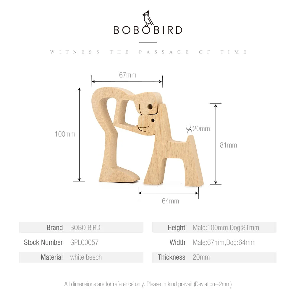 Puppy Family Wood Dog Carving Ornaments Decoration Home Decor Figurine Desktop Table Ornament Sculptures For Dog Pet Lover Gifts 712