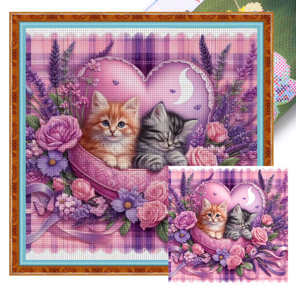 Cat Full 11CT Pre-stamped Canvas(40*40cm) Cross Stitch