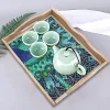 DIY Diamond Painting Decor Wooden Food Tray - Peacock