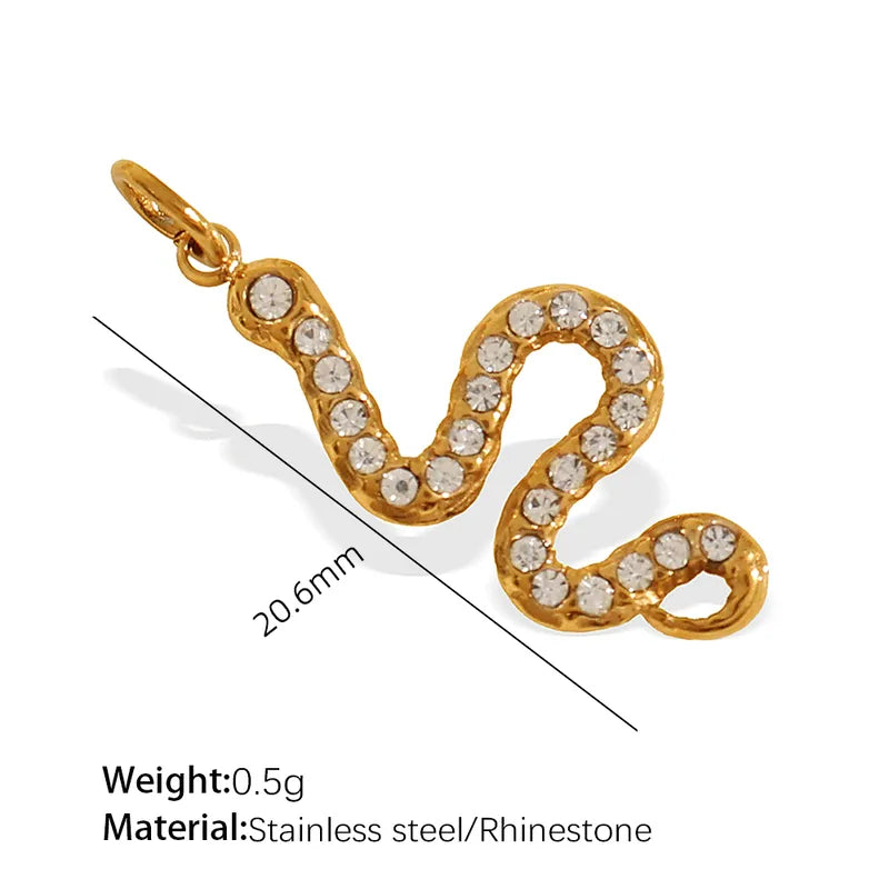 1 Piece 14.2*9.3mm 304 Stainless Steel Artificial Rhinestones 18K Gold Plated Moon Heart Shape Horseshoe Pendant Jewelry Accessories