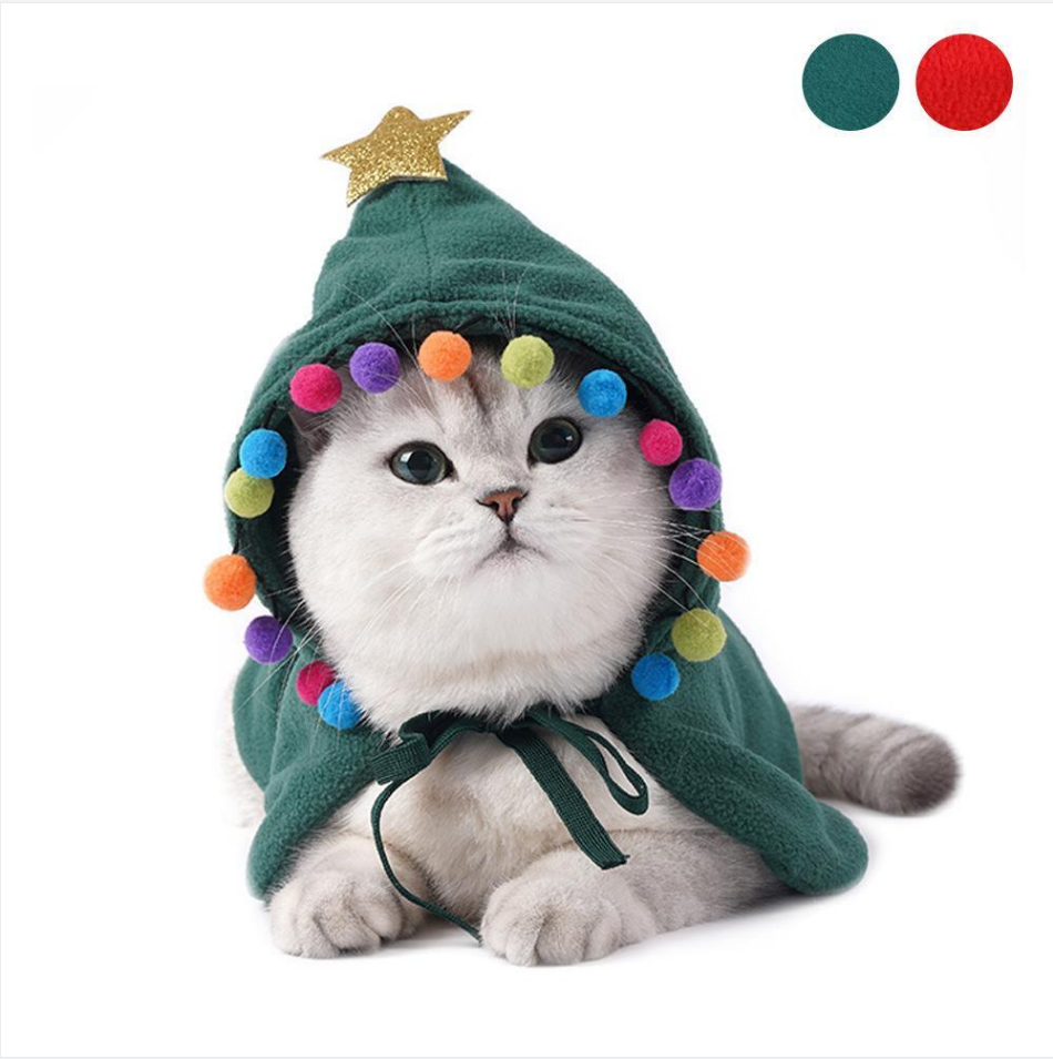 Christmas Dog Cat Pet Christmas Tree Hooded Cloak Costume