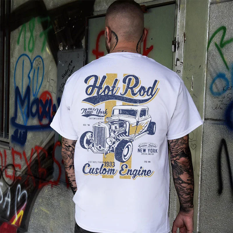 HOT ROD CUSTOM ENGINE Classic Car Print Men's T-shirt