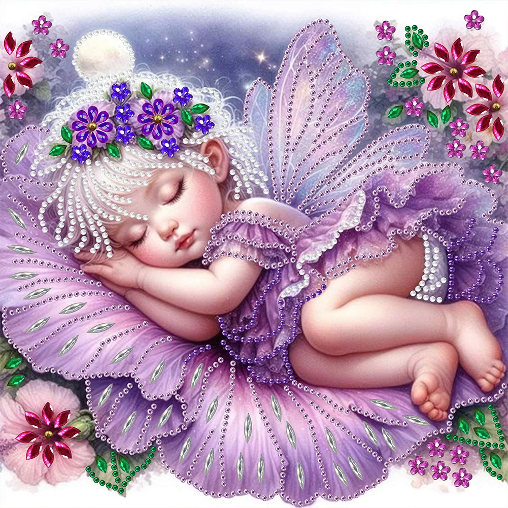 Partial Special-shaped Crystal Rhinestone Diamond Painting - Flower Fairy(Canvas|30*30cm)