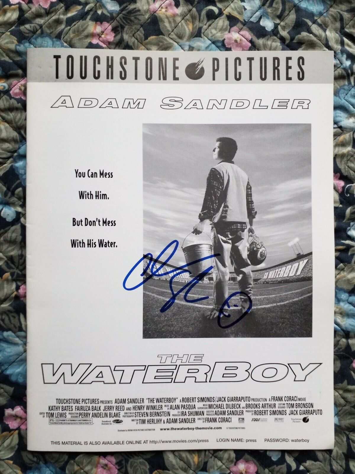 ADAM SANDLER & HENRY WINKLER Signed Autographed x 5 THE WATERBOY Movie Booklet