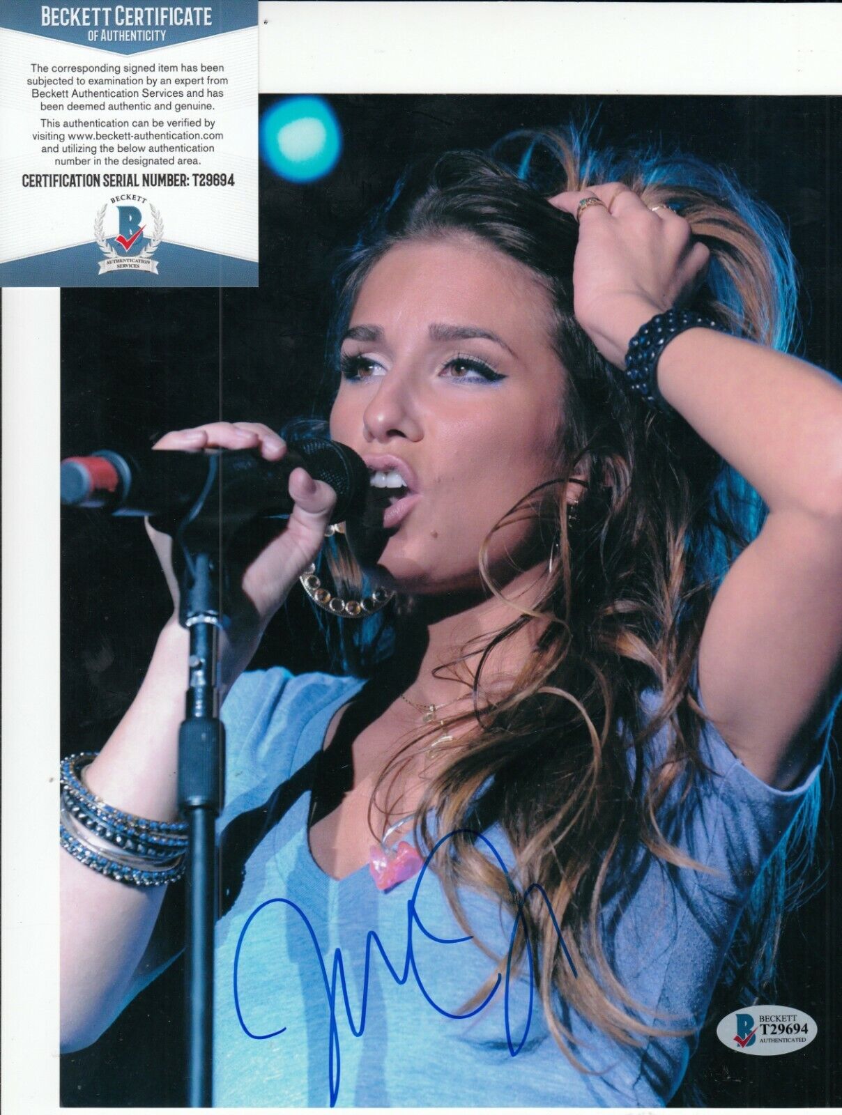 JESSIE JAMES signed (SOUTHERN GIRL CITY LIGHTS) SINGER 8X10 Photo Poster painting BECKETT T29694