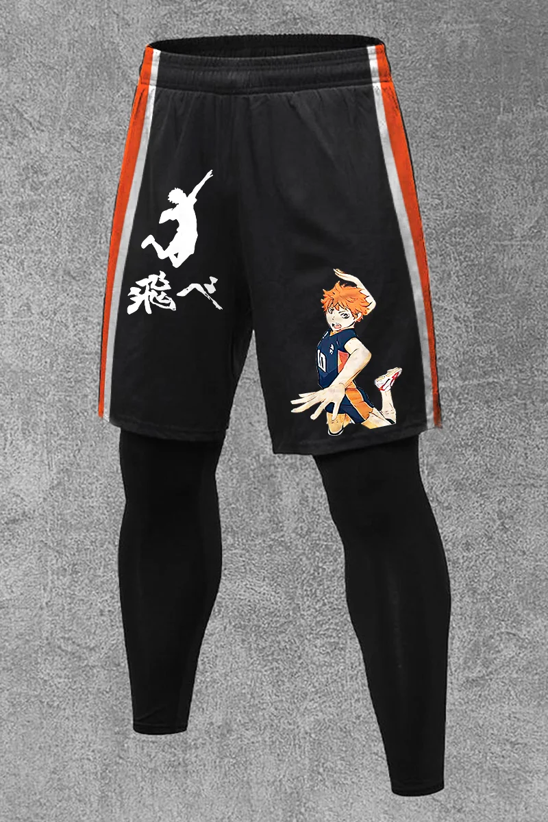 Haikyuu Shoyo Anime Printed Men's All-In-One Fitness Leggings 