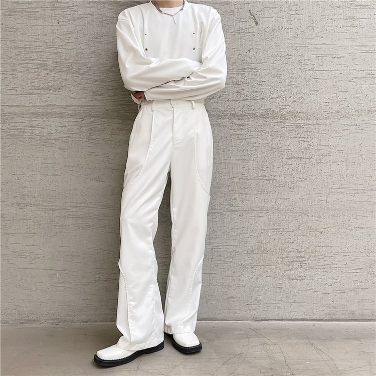 Dawfashion-Irregular Patch Casual Trousers-Yamamoto Diablo Clothing