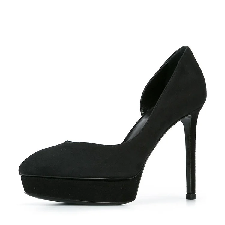 Vegan Suede Dress Shoes Black Formal Office Heels Stilettos Pumps |FSJ Shoes