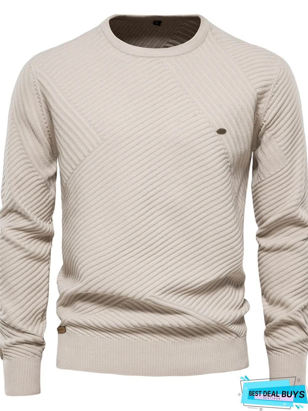 Men's Crewneck Solid Color Pullover Knit Sweater