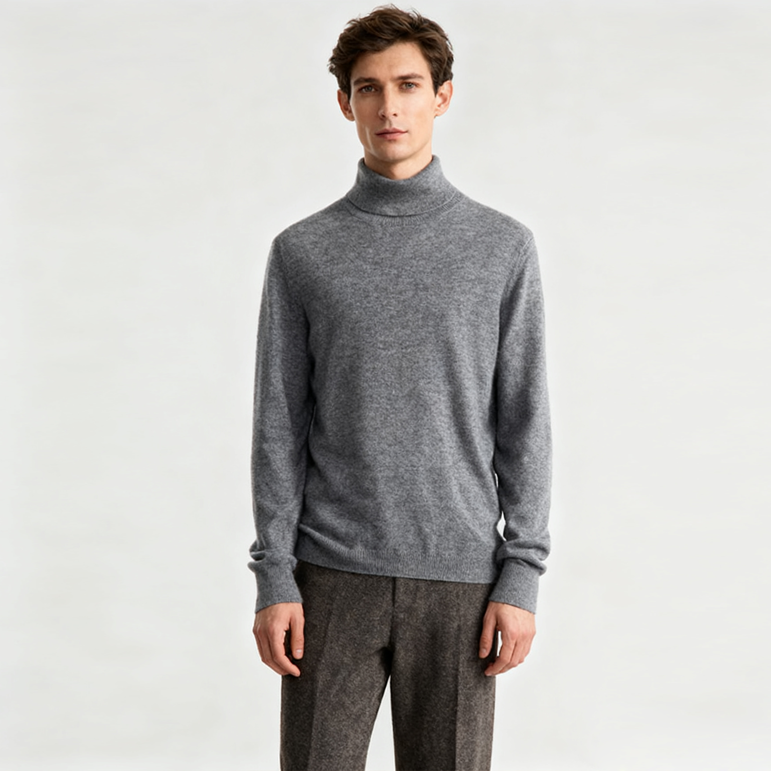 Men's Turtleneck Cashmere Sweater-Business Casual Knitwear REAL SILK LIFE