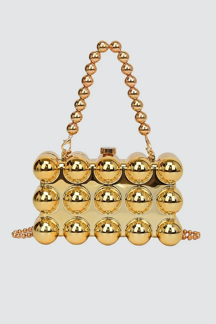 Fashionable Gold Bead Acrylic Square Shoulder Crossbody Bag 2024 - Xpluswear