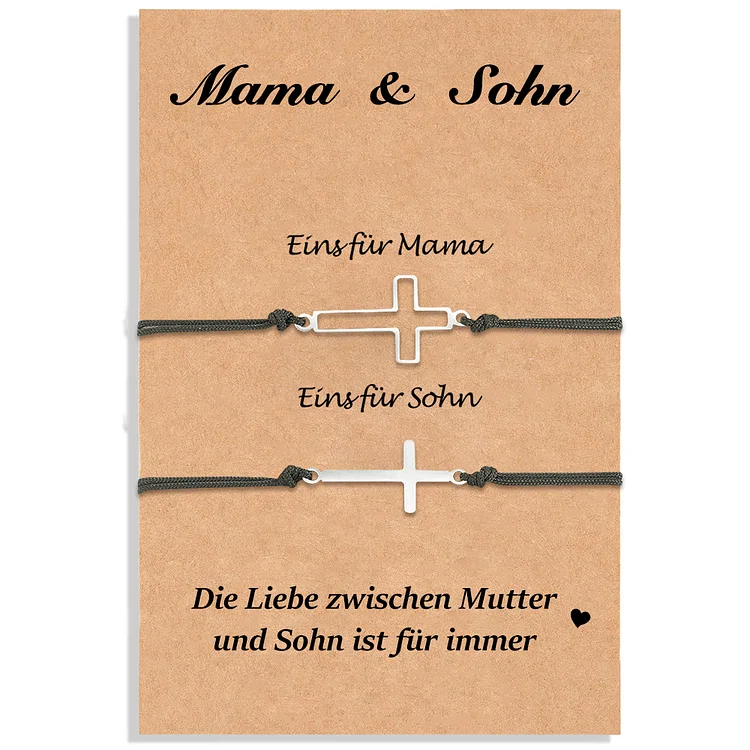 Kettenmachen Kreuz Armbänder Set-Mama & Sohn-Kommunion Geschenk mit Nachrichtenkarte