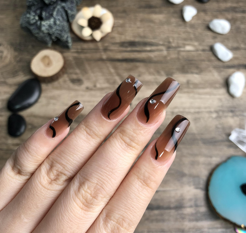 FALL NAIL ART 2019 #7 / Dry Marble Brown Leave Nails Design - YouTube