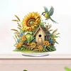 (US Only)Acrylic 2D Flat Print DIY Sunflower Birdhouse Diamond Art Tabletop Decorations