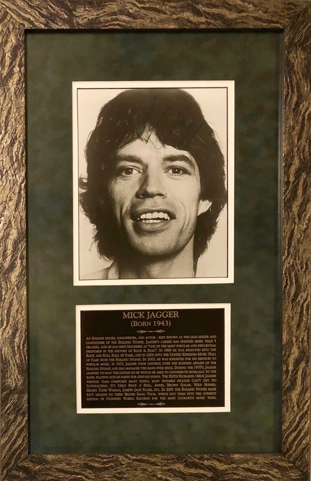 MICK JAGGER Autograph Signed FRAMED Vintage 8x10 Photo Poster painting STONES EPPERSON AUTHENTIC