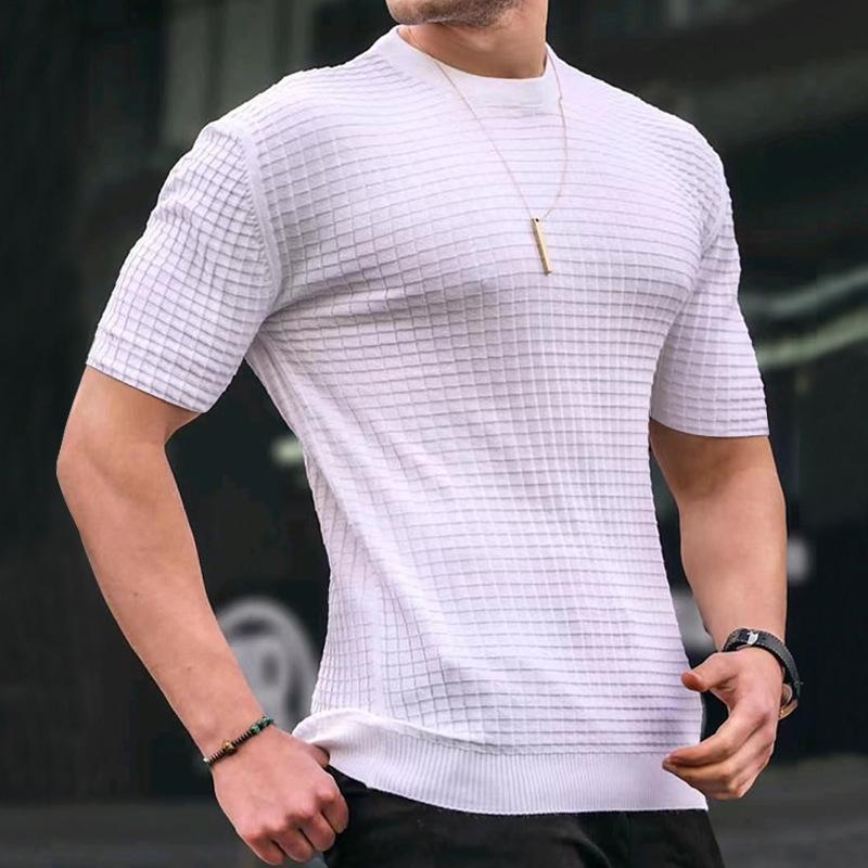 Men's Casual Round Neck Waffle T-Shirt