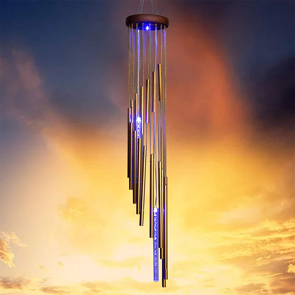 

18 Tubes Wind Chime Bells Pendant Lamp Hanging Solar Light Garden Decor, 501 Original