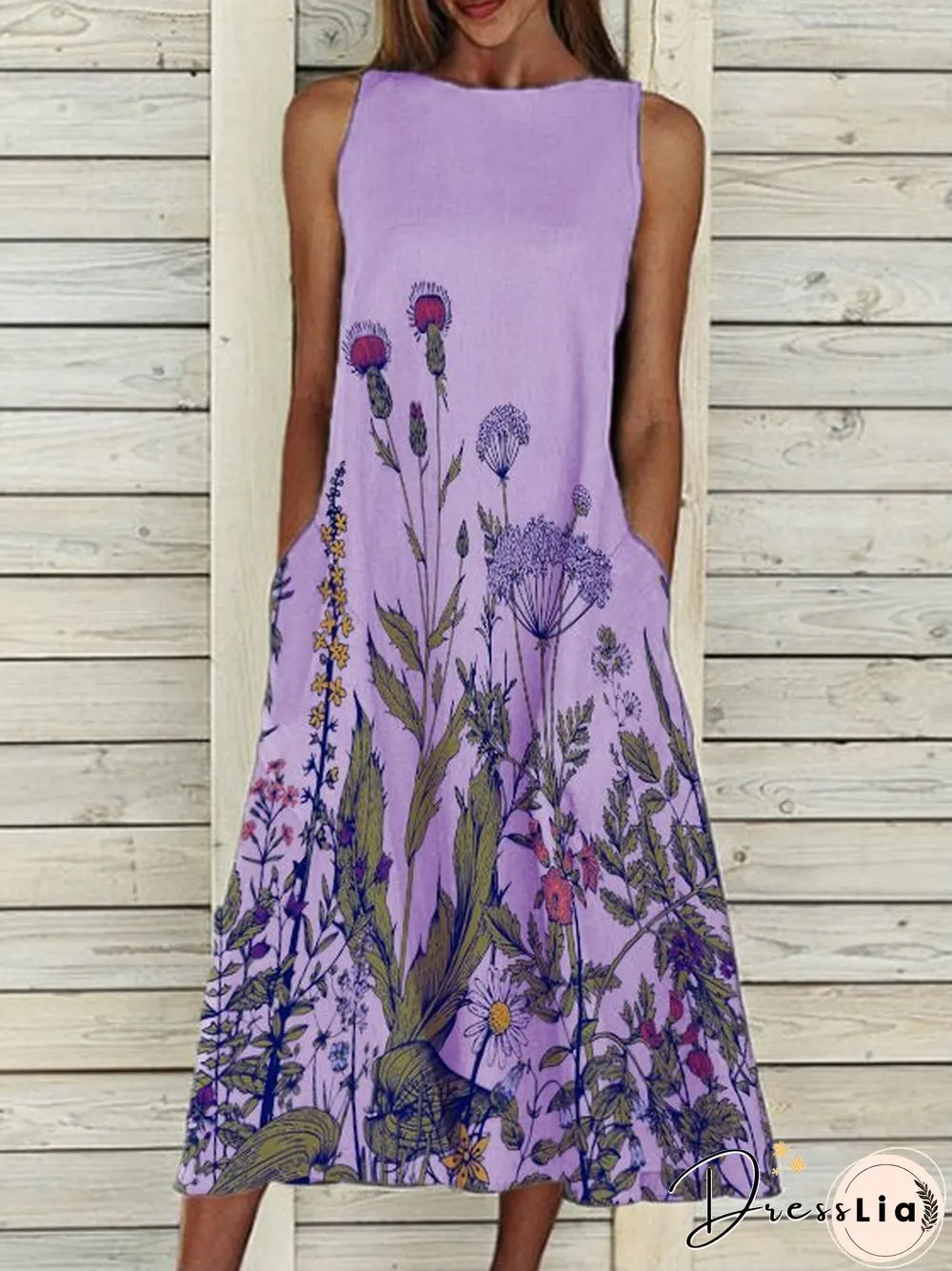 Floral Crew Neck Casual Printed Dresses
