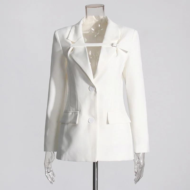 Zingj Fashion Commuting Style Suit 2025 New Texture V-Neck Design White High-End Blazer Woman