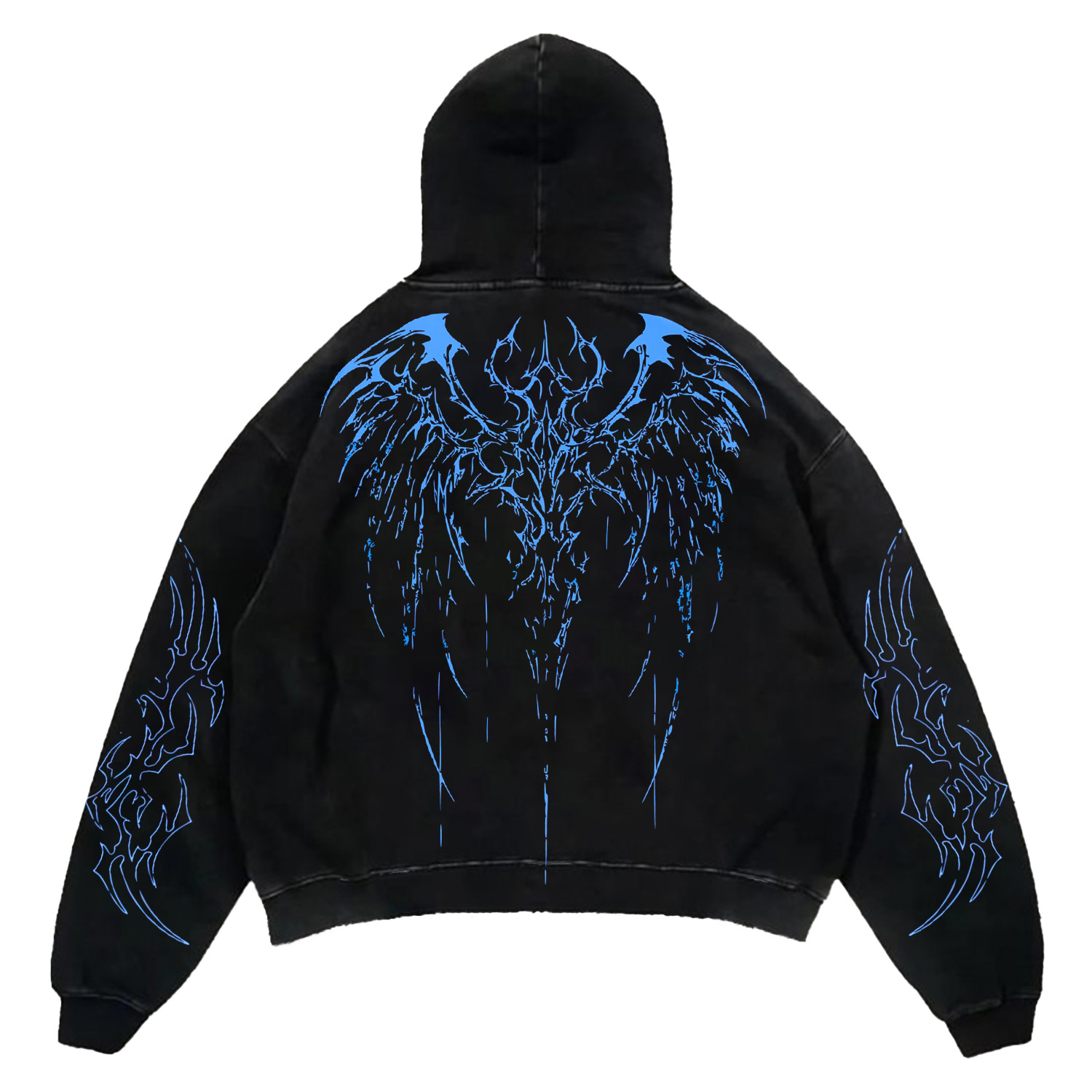 Blue Flame Thorns Dark Wing Hoodie