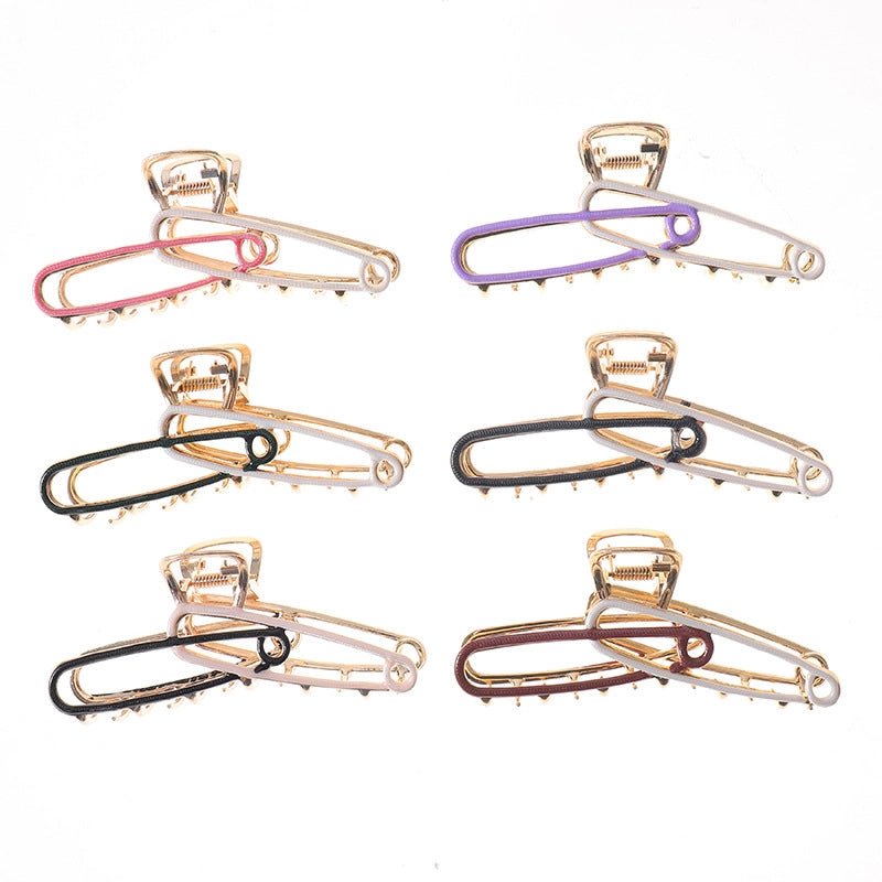 Sweet Pin Metal Enamel Hollow Out Hair Claws 1 Piece