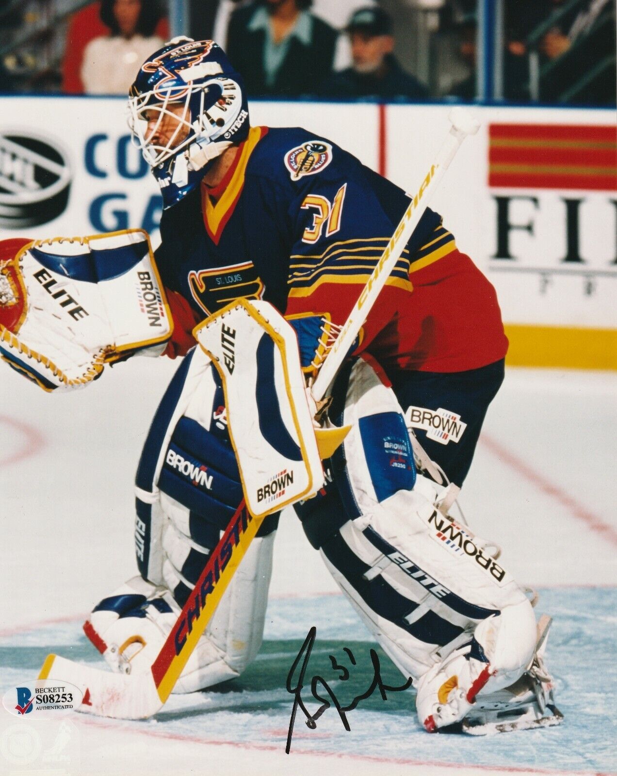 GRANT FUHR Signed St. Louis BLUES 8x10 Photo Poster painting w/ Beckett COA