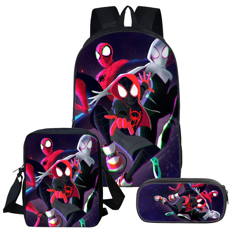 Buzzdaisy 3 In 1  School Backpacks Teens Girls Boys Preschool Shoulder Bagpack+Cooler Warm Lunch Pouch+Zipper Closure Pencil Case Cool 3D Spider Man Bookbags