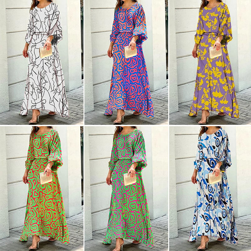 💝Early Mother's Day Sale-50% OFF💝Swirl Slit Sleeve Maxi Dress Set
