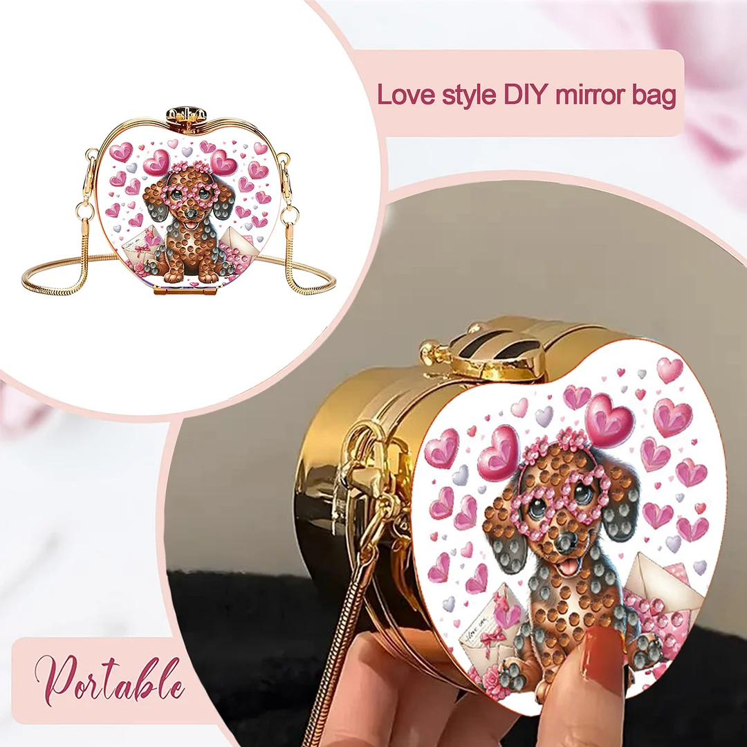 Dachshund DIY Acrylic Love Art Diamond Painting Coin Purse with Chain for Women