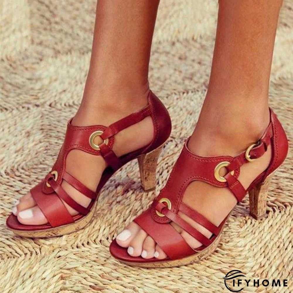 Summer Gladiator  Hollow Out Block High Heel Sadnals | IFYHOME