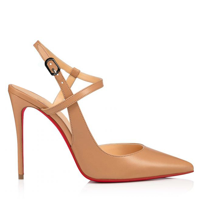 100mm Women Slingback Matte Pumps Ankle Strap Jenlove Stiletto Mid Heel Close Pointed Toe Dress Red Bottoms Shoes VOCOSI James Yang