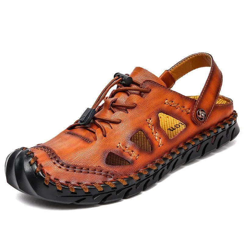 Hot Sale Summer Men's Sandals Genuine Leather Sandals Moccasins Summer Beach Roman Men Sandals High Quality Sandals Slippers