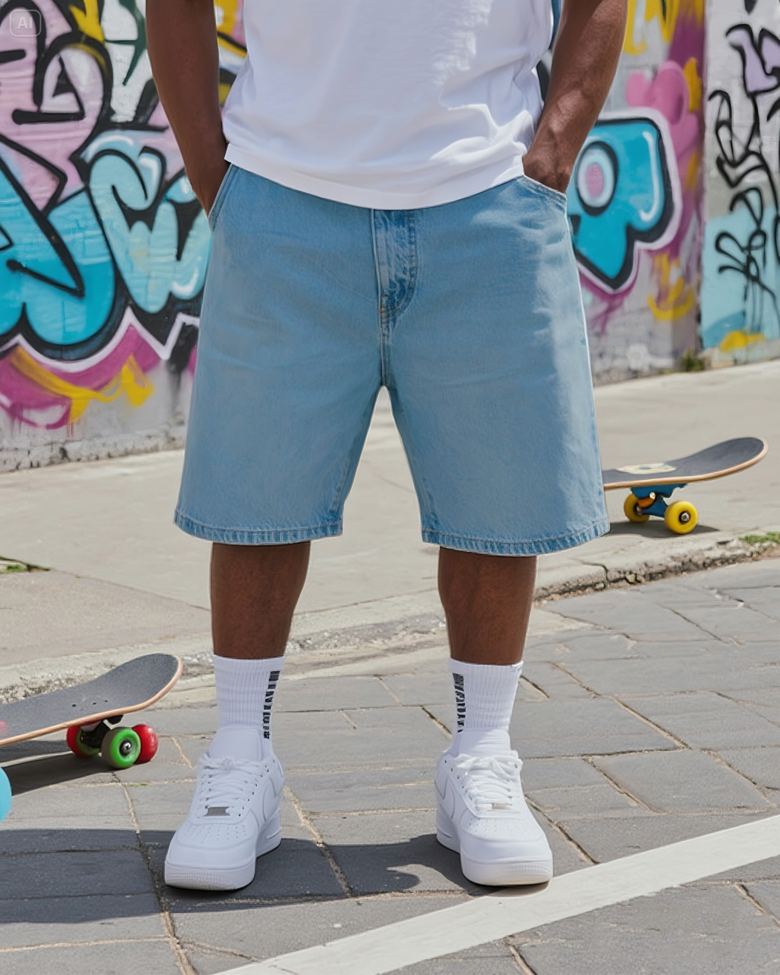 Big & Tall Men's Daily Leisure Simple Solid Color Joker Wearing Wash Denim Shorts