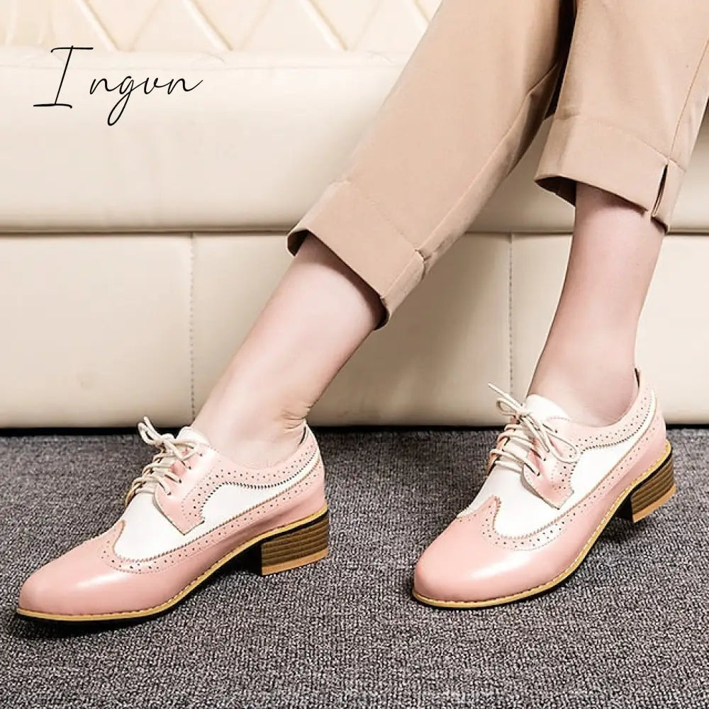 Ingvn - Women’s Heels Oxfords Hand Stitching Vintage Shoes Brogue Party Outdoor Daily Summer High