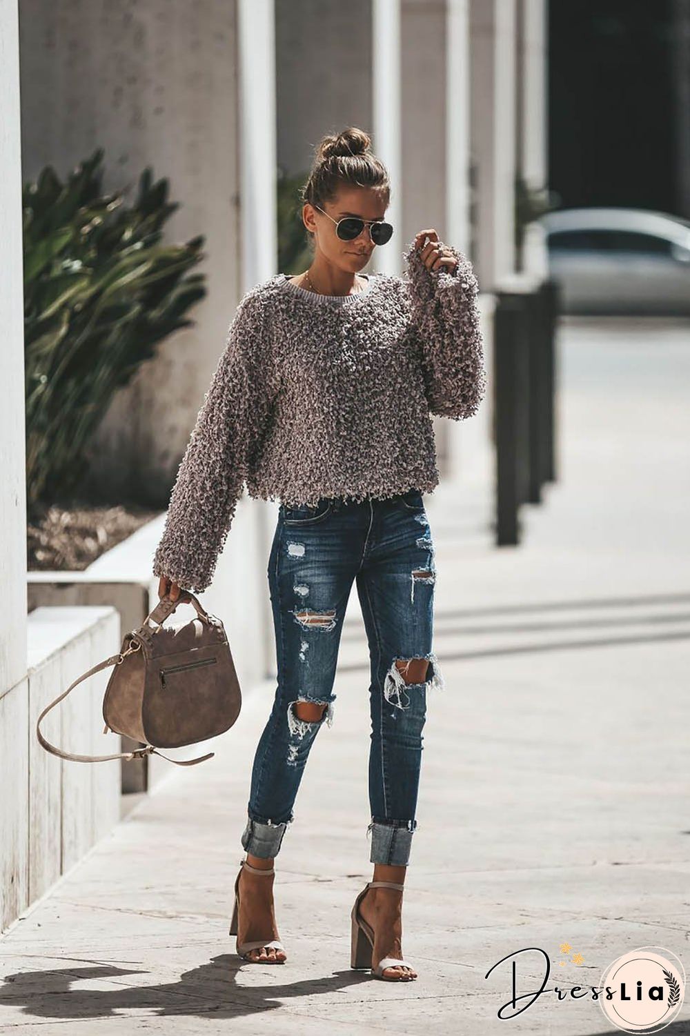 Noble Textured Pullover Sweater Grey